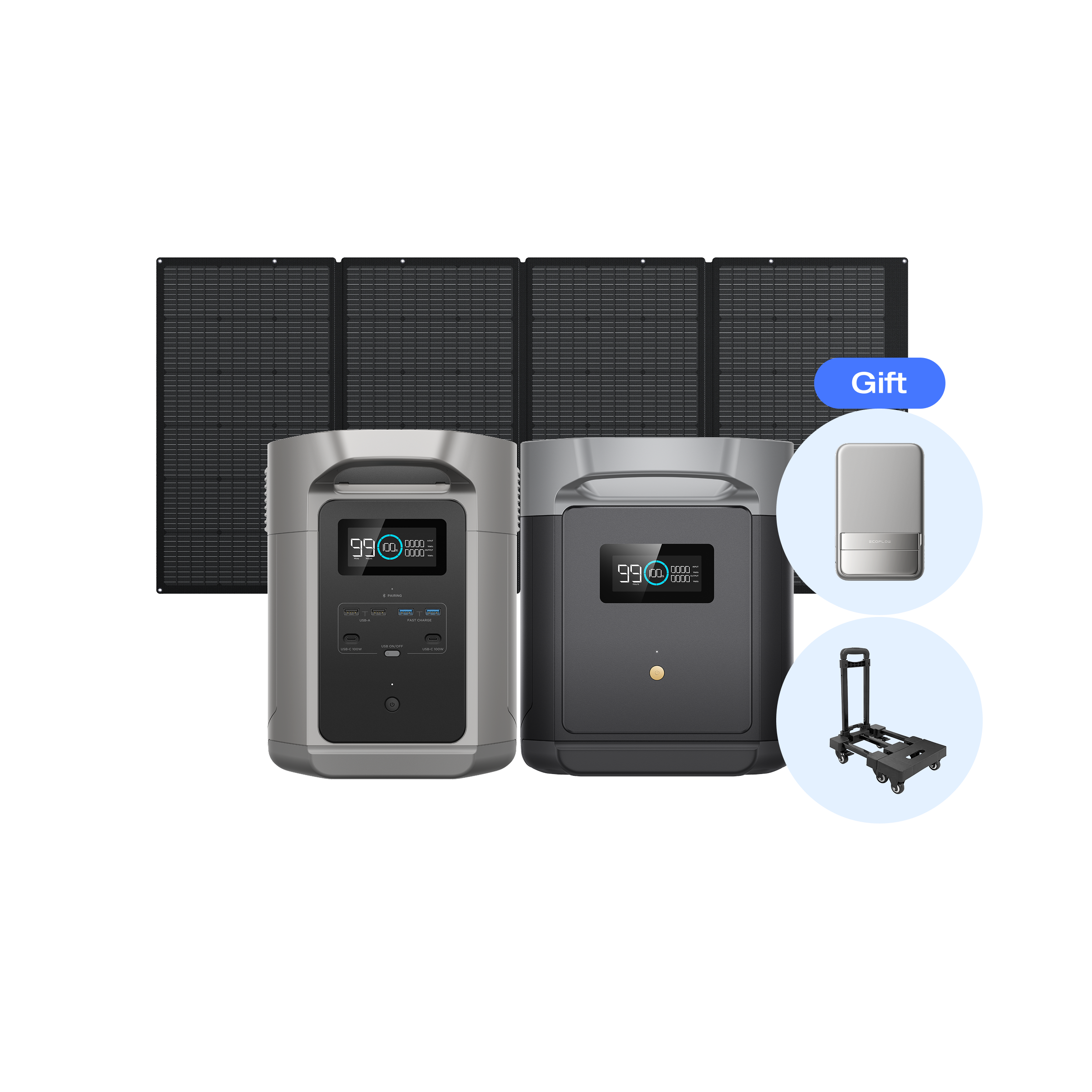 DELTA 2 Max S + DELTA 2 Max専用エクストラバッテリー + 400Wソーラーパネル
