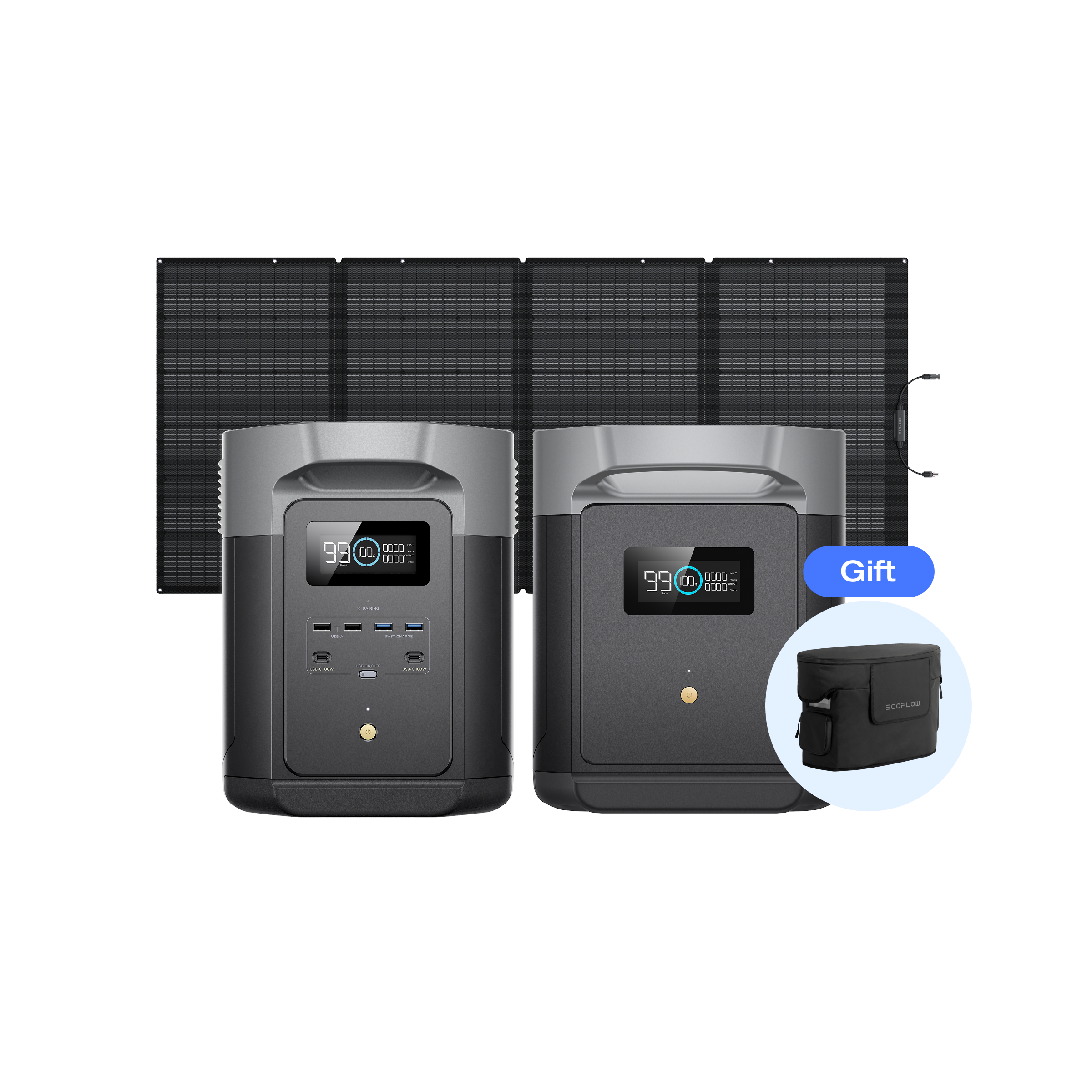 DELTA 2 Max + DELTA 2 Max専用エクストラバッテリー + 400W DELTA 2 Max + DELTA 2 Max専用エクストラバッテリー + 400W