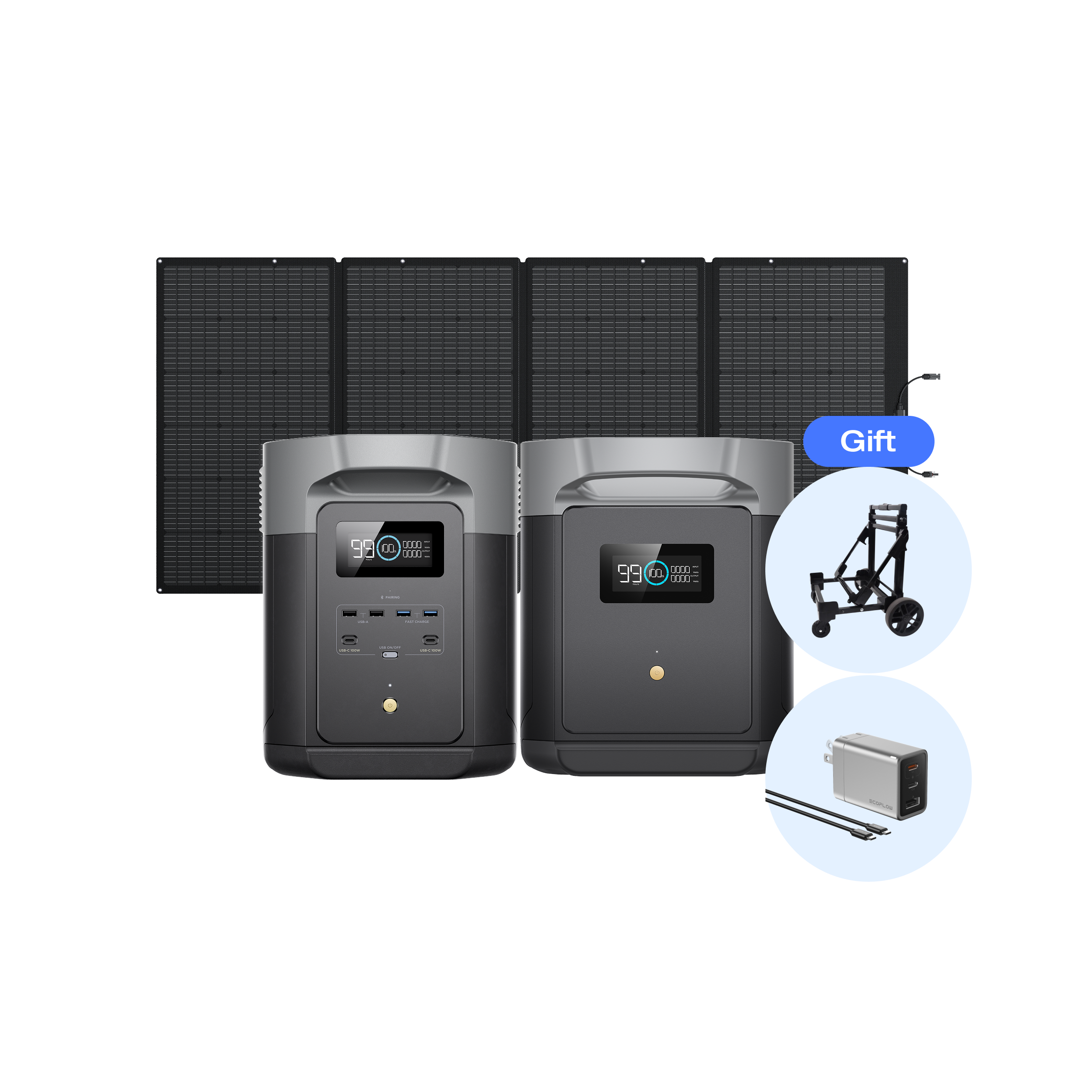 DELTA 2 Max + DELTA 2 Max専用エクストラバッテリー + 400W