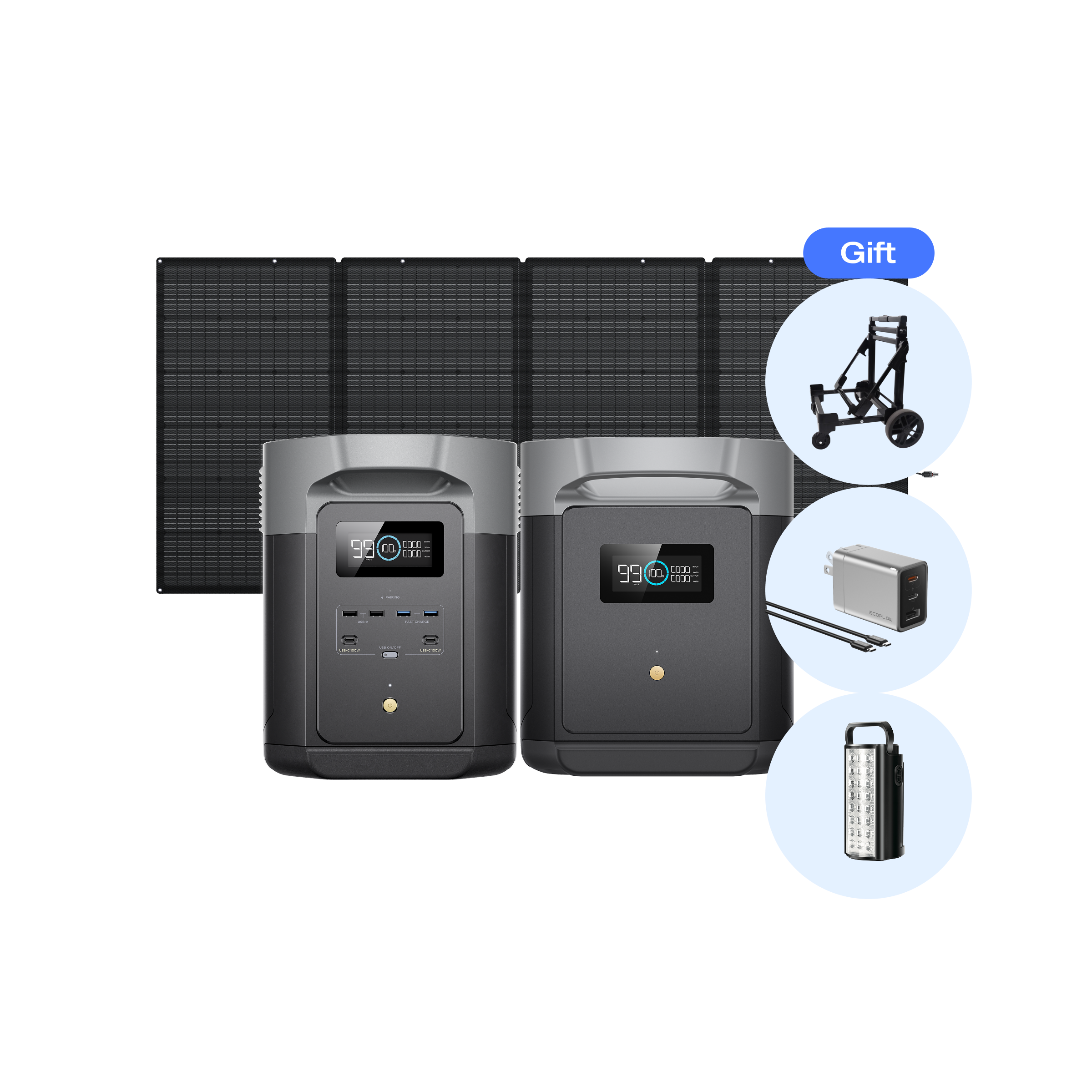DELTA 2 Max + DELTA 2 Max専用エクストラバッテリー + 400Wソーラーパネル