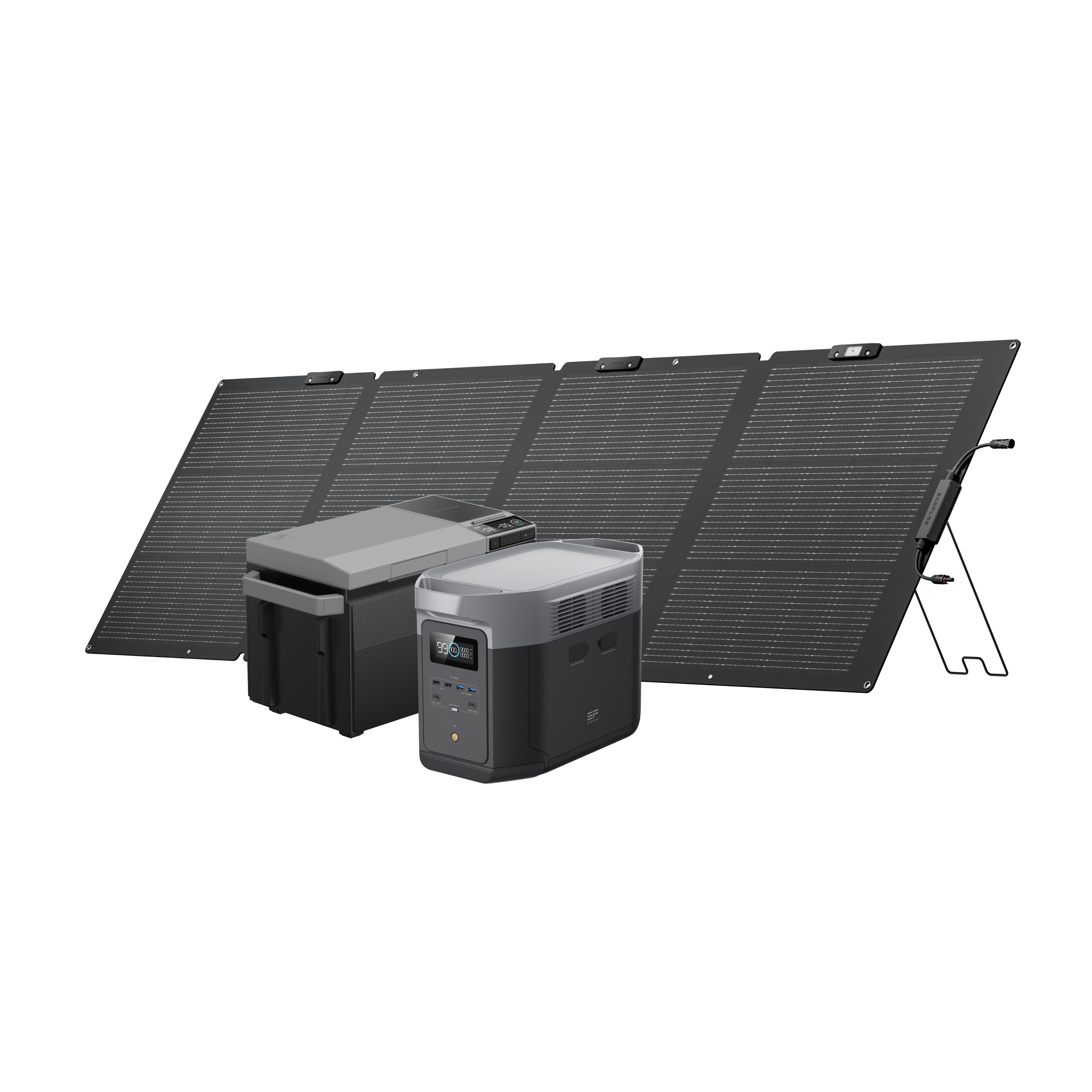 DELTA 2 Max + GLACIER ポータブル冷蔵庫 + 220W片面ソーラーパネル