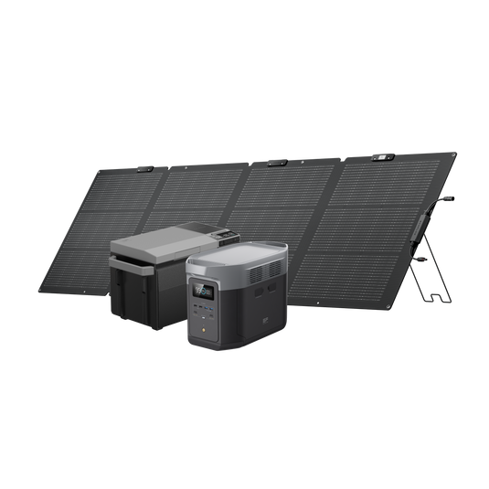 DELTA 2 Max + GLACIER ポータブル冷蔵庫 + 220W片面ソーラーパネルGen2