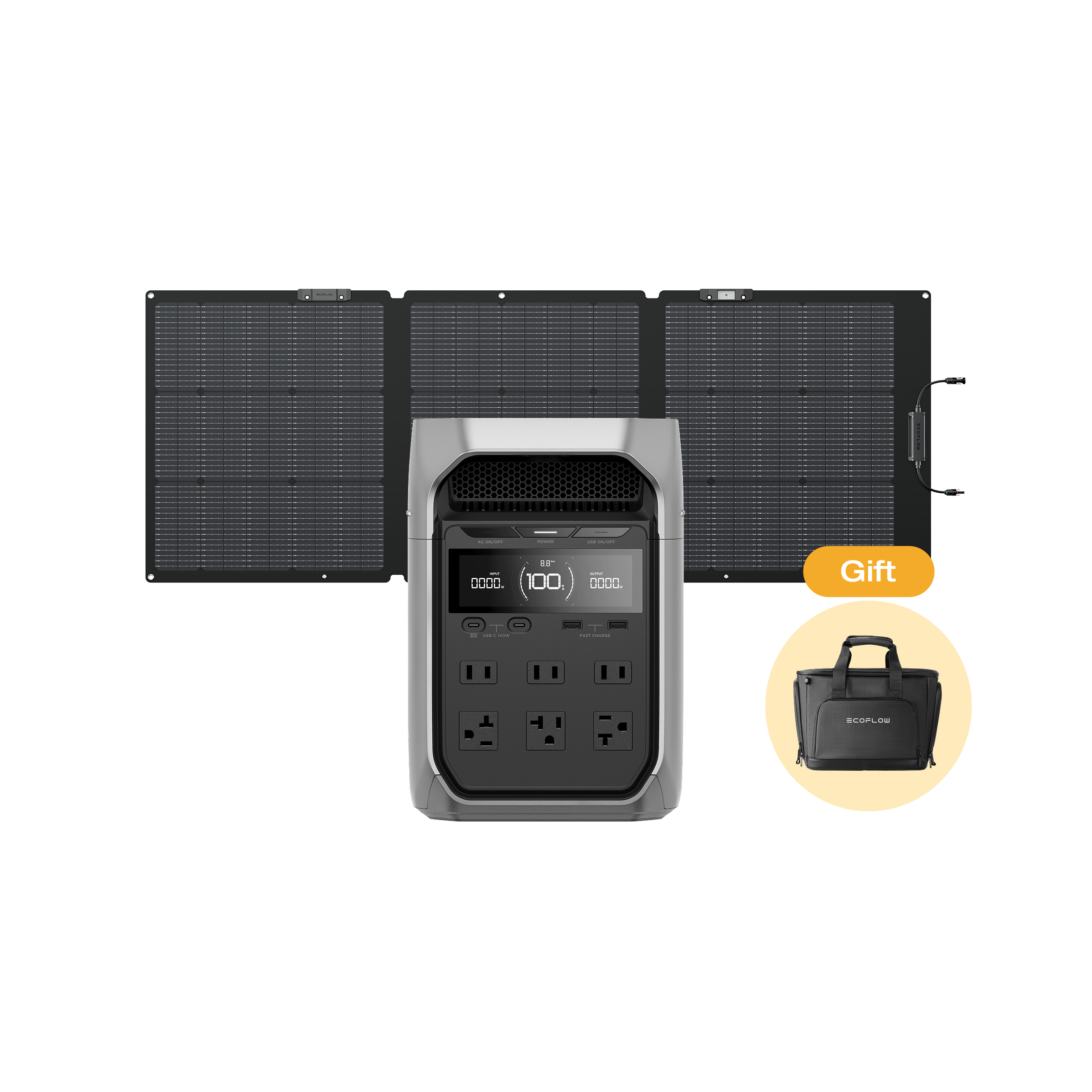 EcoFlowポータブル電源 DELTA 3+160Wソーラーパネル+専用バッグ DELTA