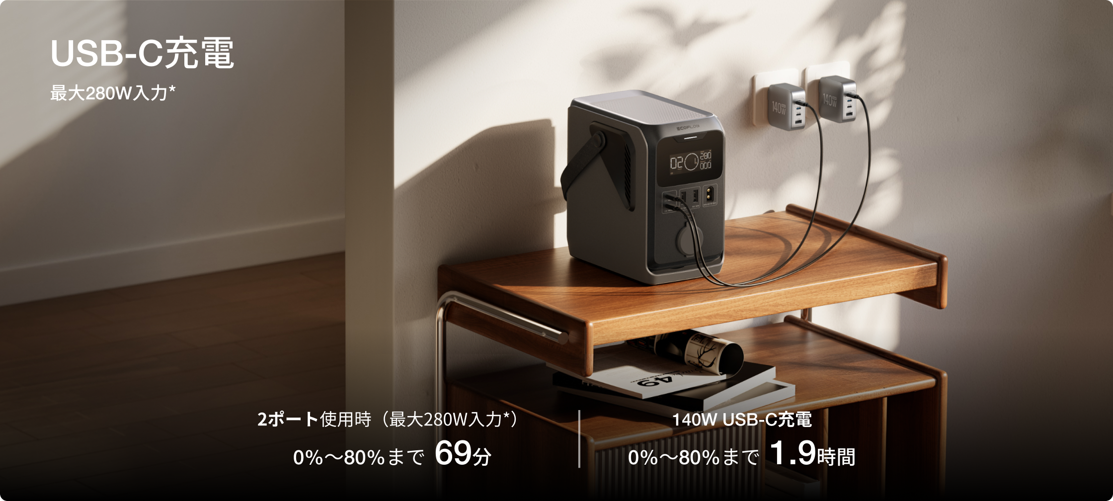 多彩な本体充電方法で、どこでも再チャージ