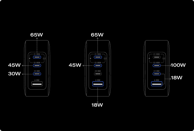 4台まとめて同時充電