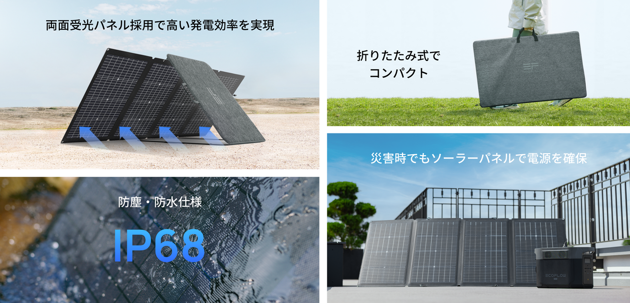 220W両面受光型ソーラーパネル