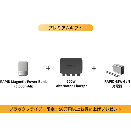「2025 EcoFlow ブラックフライデー専用」50万円以上お買い上げプレゼント