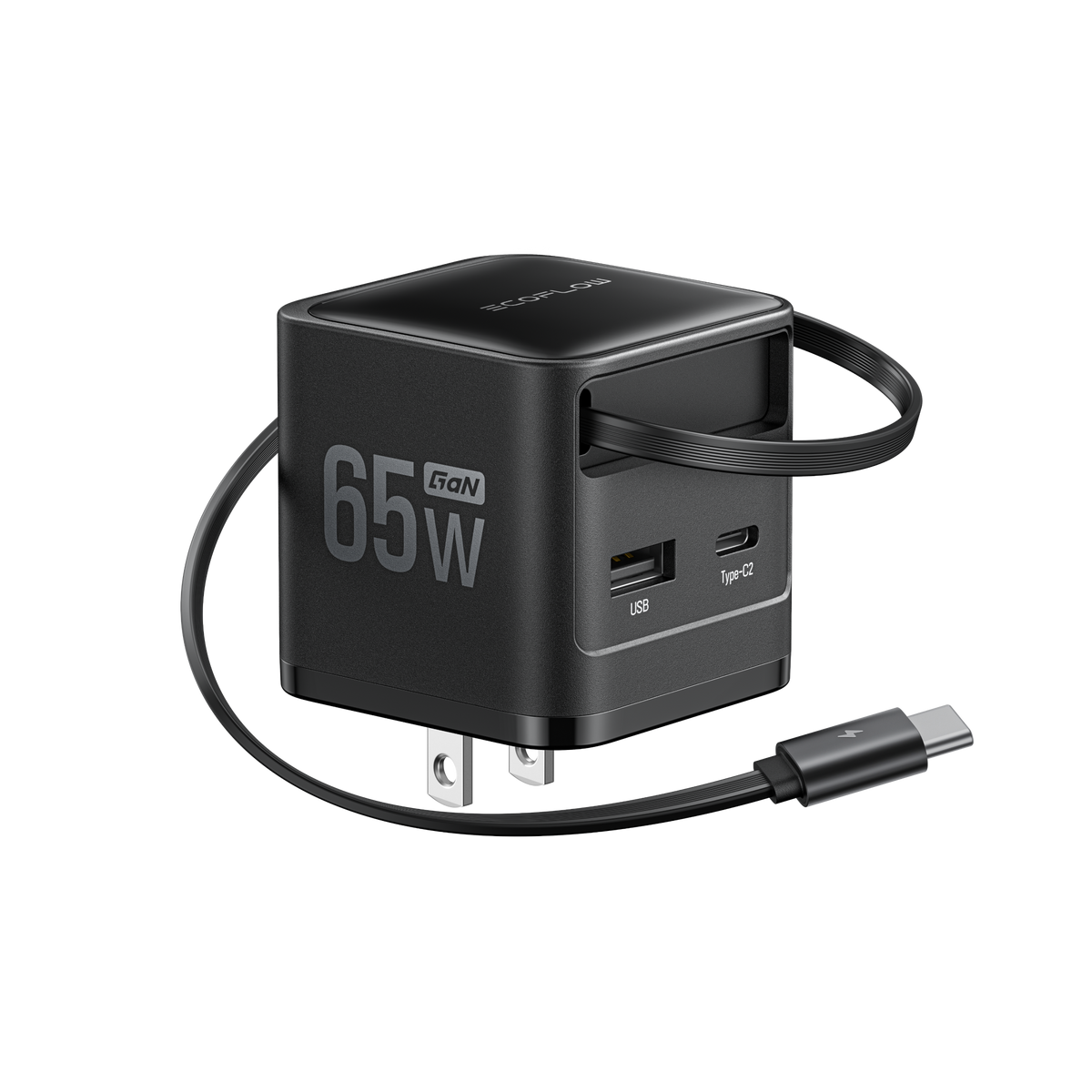 【販売終了】EcoFlow RAPID 65W GaN急速充電器（USB-Cケーブル内蔵）
