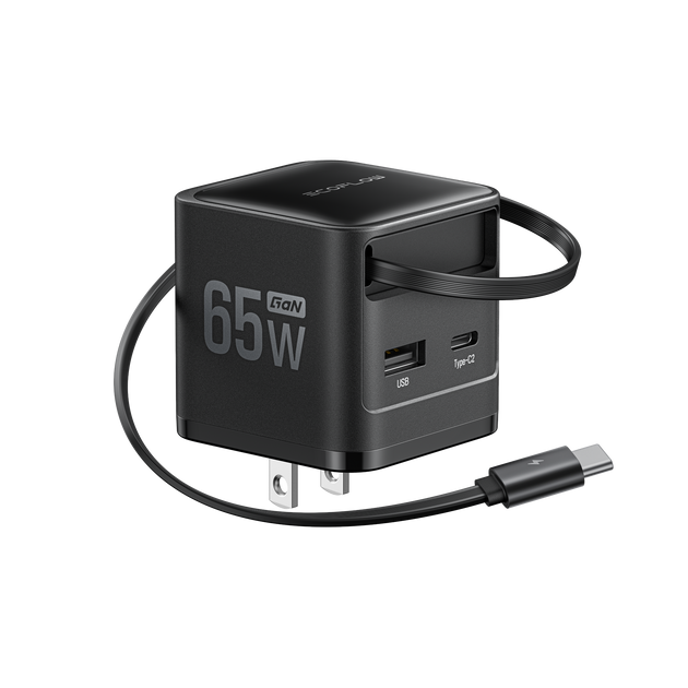 EcoFlow RAPID 65W GaN急速充電器（USB-Cケーブル内蔵）