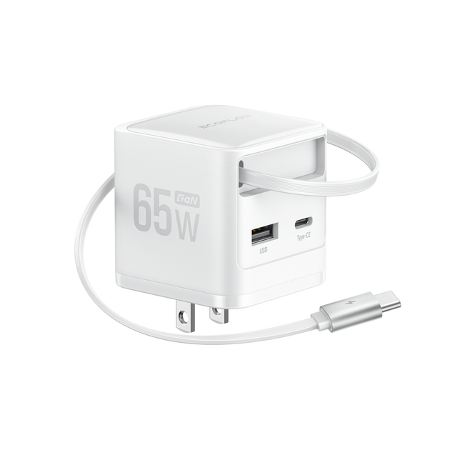 EcoFlow RAPID 65W GaN急速充電器（USB-Cケーブル内蔵）