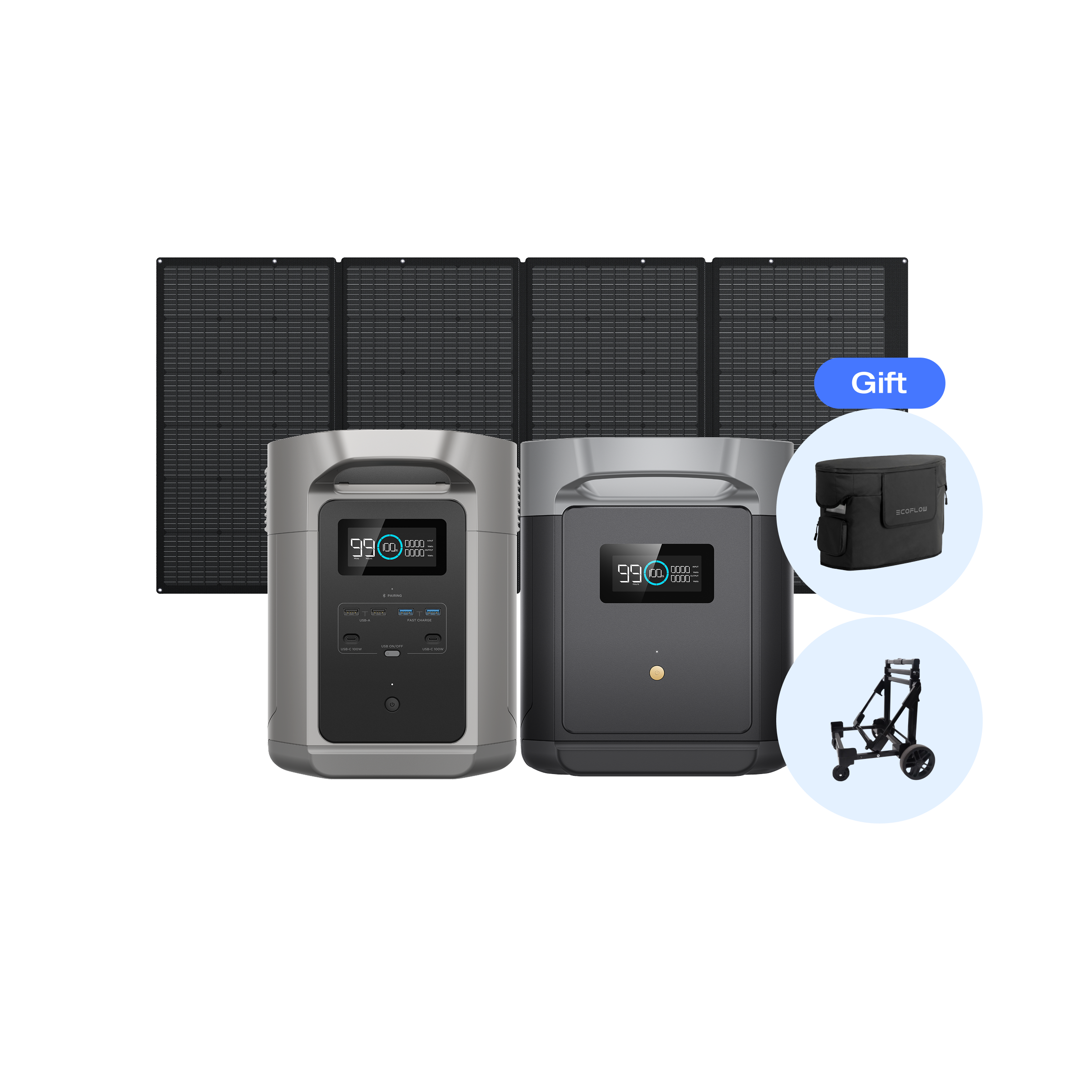 DELTA 2 Max S + DELTA 2 Max専用エクストラバッテリー + 400Wソーラーパネル