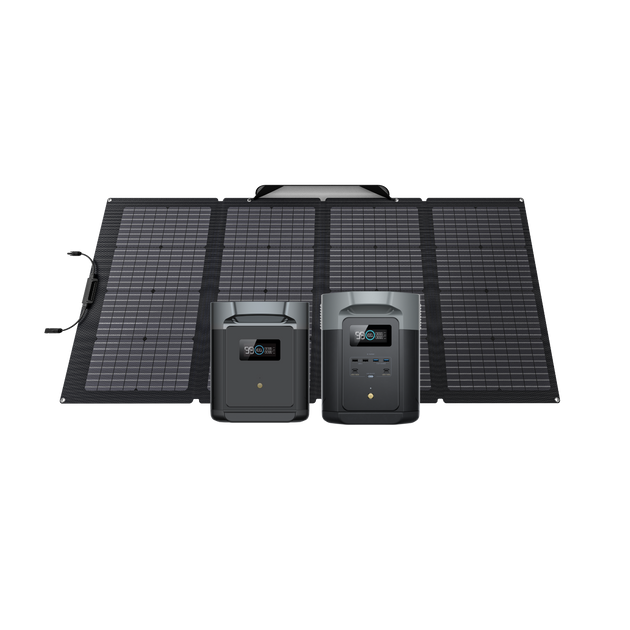 DELTA 2 Max + DELTA 2 Max専用エクストラバッテリー + 220W両面受光型ソーラーパネル