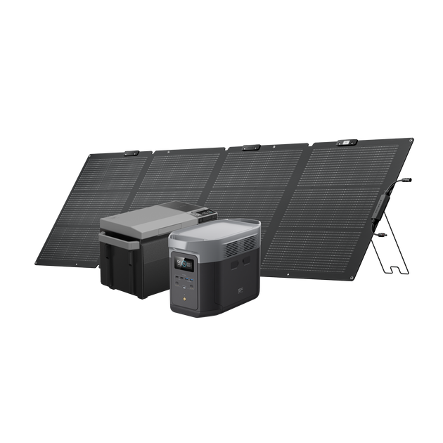 DELTA 2 Max + GLACIER ポータブル冷蔵庫 + 220W片面ソーラーパネルGen2