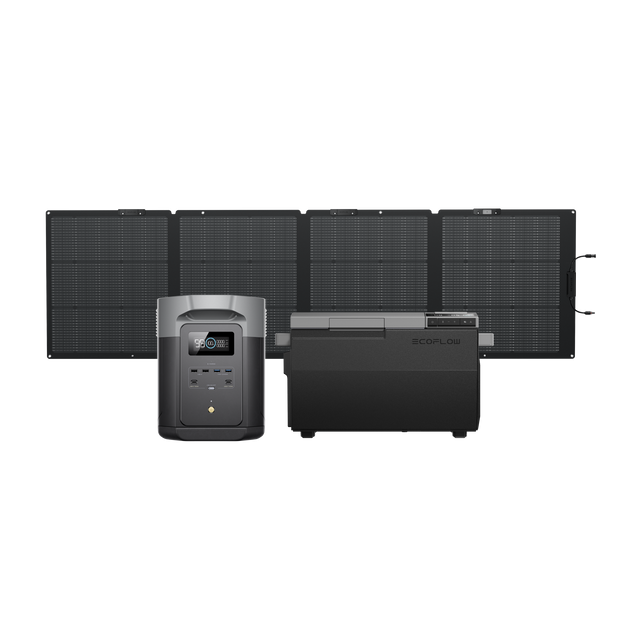 DELTA 2 Max + GLACIER ポータブル冷蔵庫 + 220W片面ソーラーパネルGen2