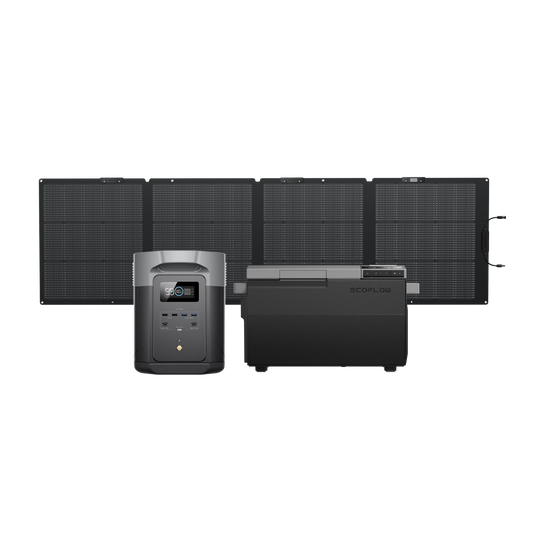 DELTA 2 Max + GLACIER ポータブル冷蔵庫 + 220W片面ソーラーパネルGen2