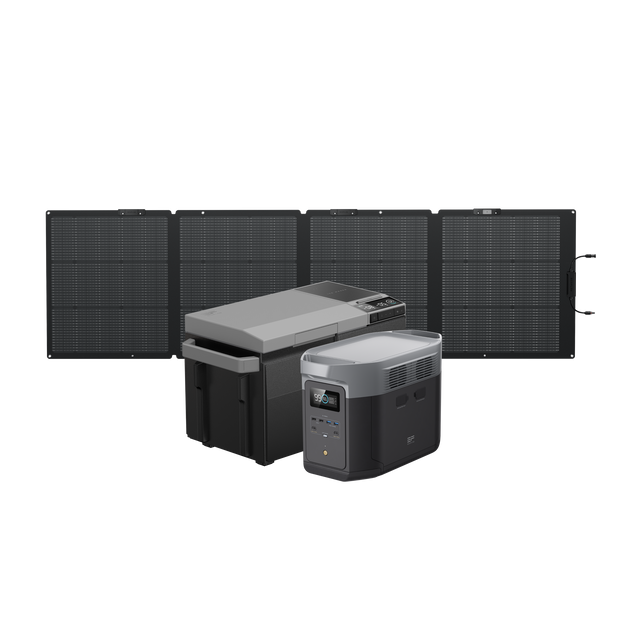 DELTA 2 Max + GLACIER ポータブル冷蔵庫 + 220W片面ソーラーパネルGen2