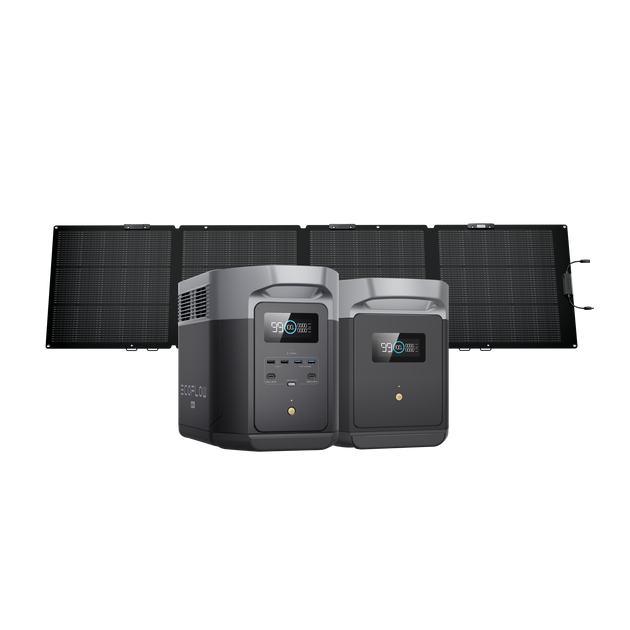 DELTA 2 Max + DELTA 2 Max専用エクストラバッテリー + 220W片面ソーラーパネルGen2