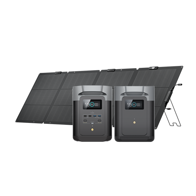 DELTA 2＋DELTA 2専用エクストラバッテリー+220W片面ソーラーパネルGen2セット