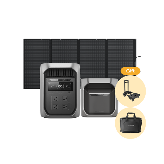 DELTA 3 Max Plus（2048Wh） + 専用エクストラバッテリー+ 400Wソーラーパネル