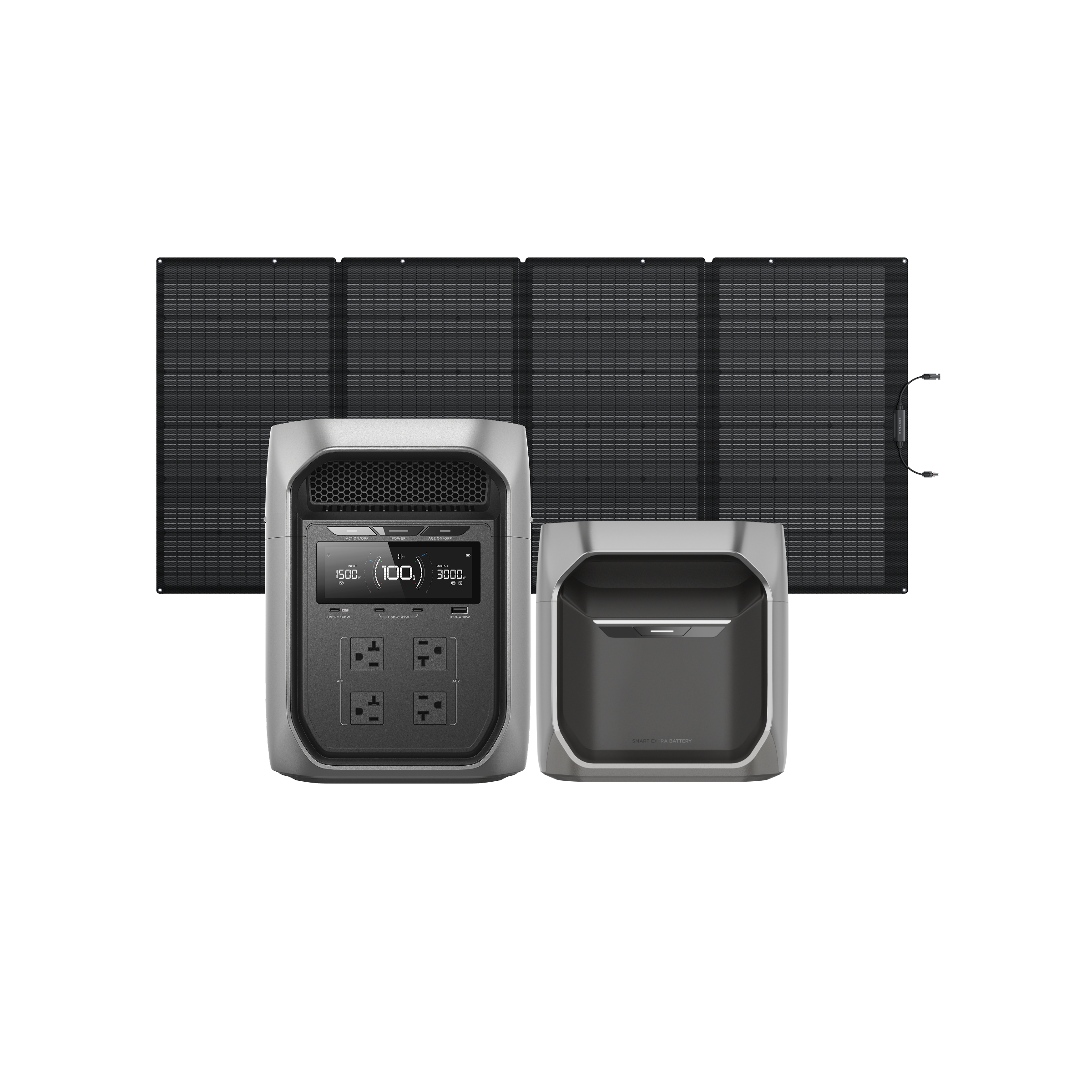 DELTA 3 Max Plus（2048Wh） + 専用エクストラバッテリー+ 400Wソーラーパネル