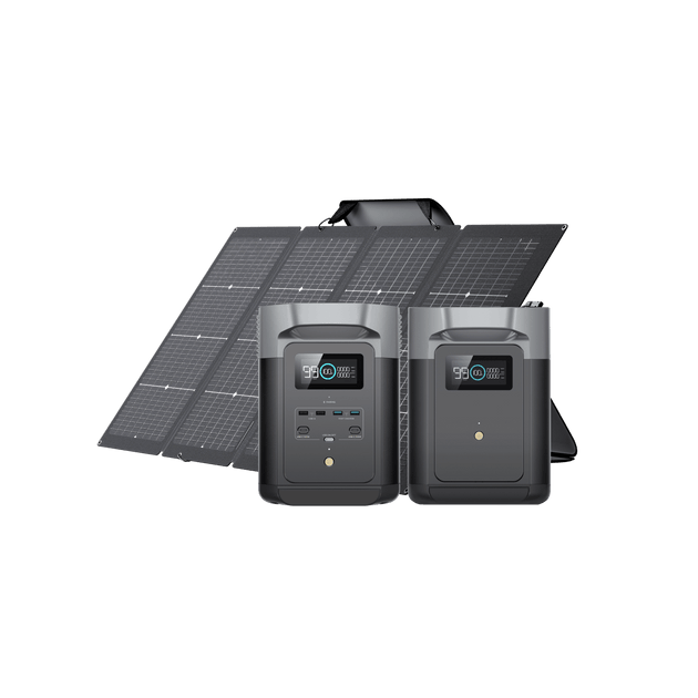 DELTA 2 Max + DELTA 2 Max専用エクストラバッテリー + 220W両面受光型ソーラーパネル