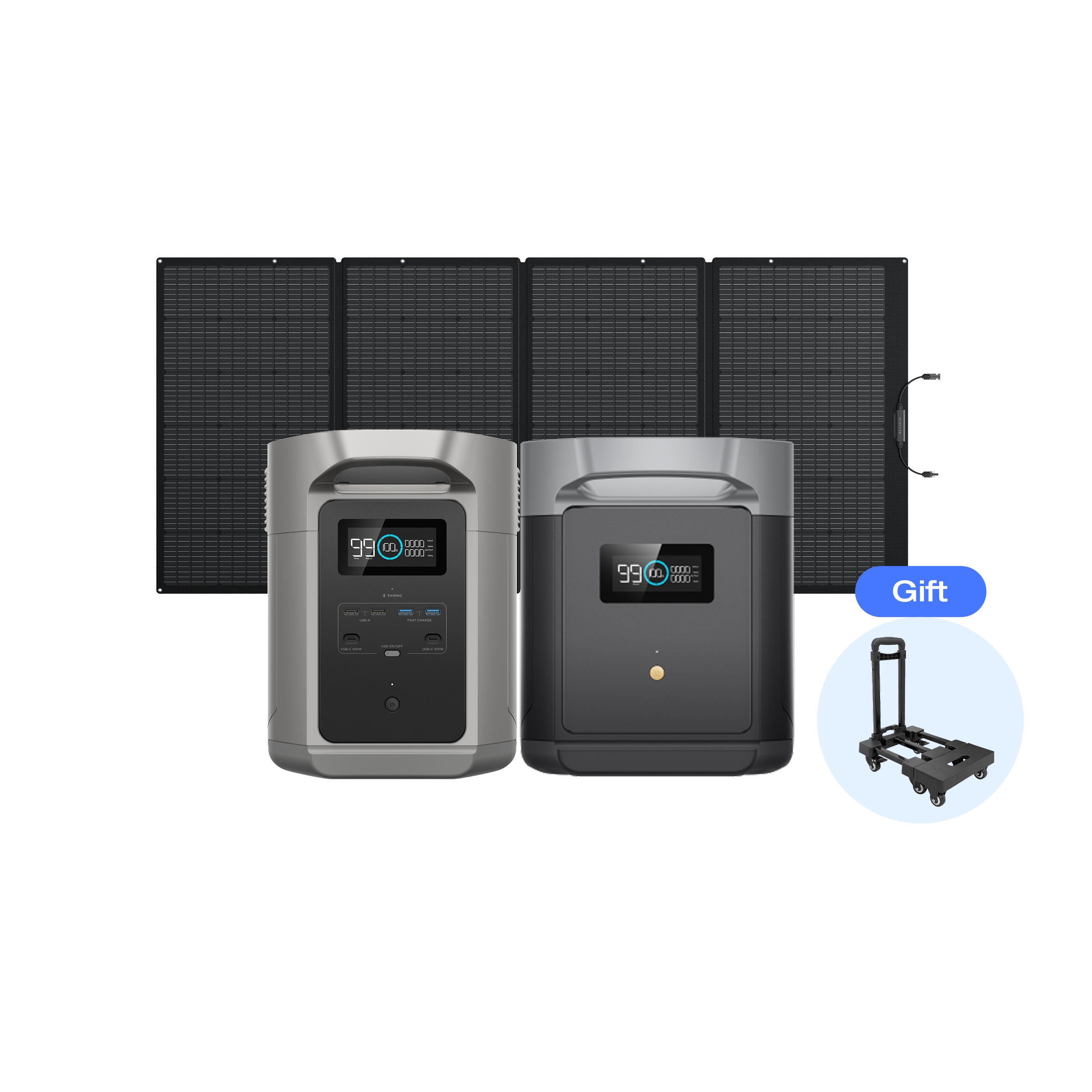 DELTA 2 Max S + DELTA 2 Max専用エクストラバッテリー + 400Wソーラーパネル