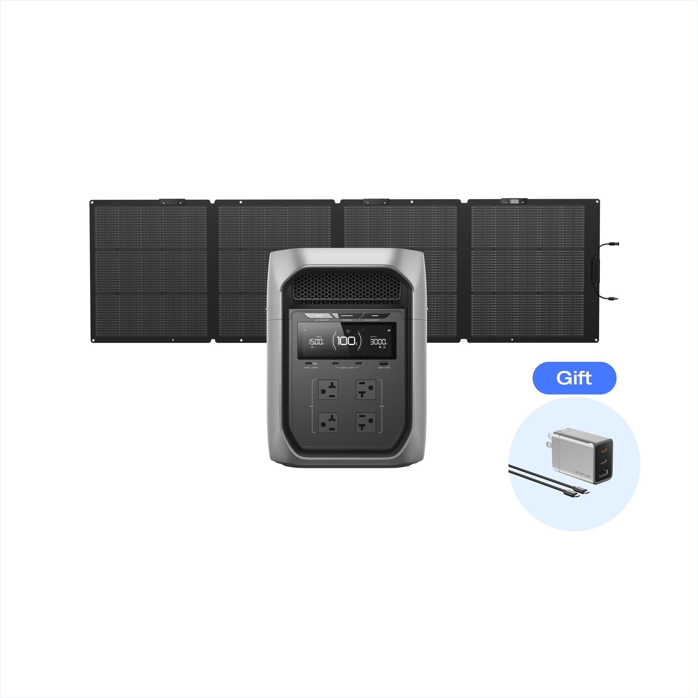 DELTA 3 Max Plus + 220W片面ソーラーパネルGen2