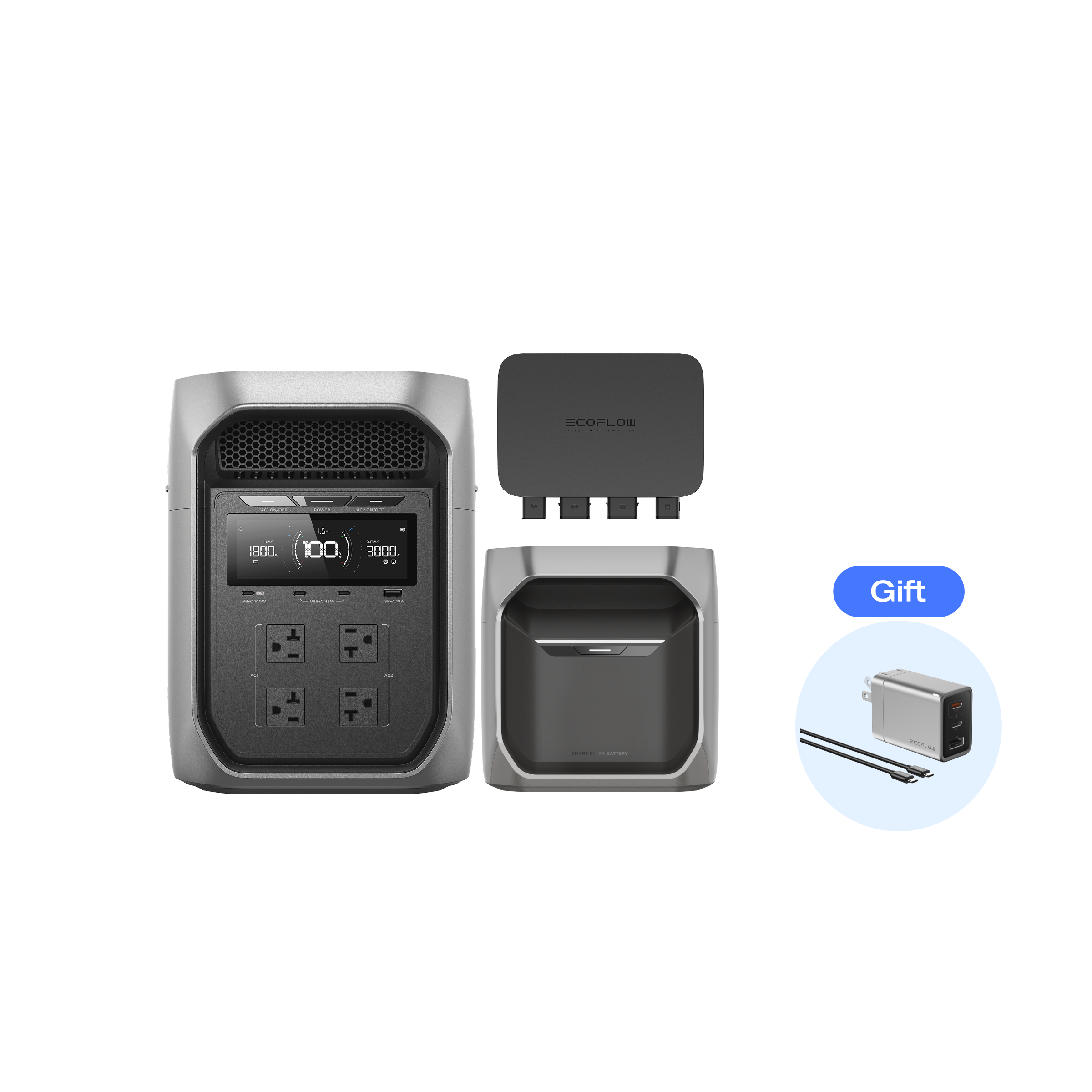 DELTA 3 Max Plus + 専用エクストラバッテリー + 800W Alternator Charger