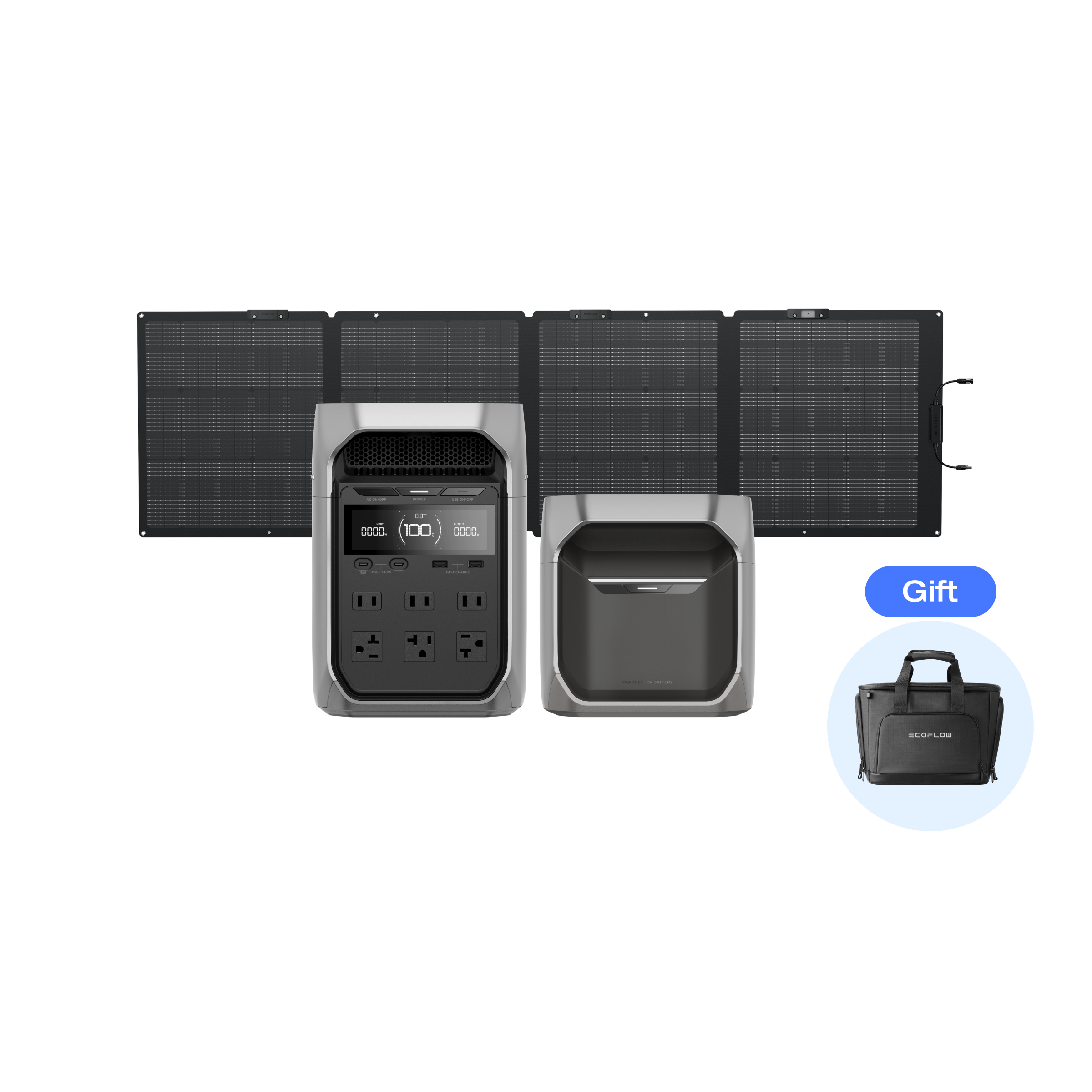 DELTA 3 Plus + DELTA 3 専用エクストラバッテリー + 220W片面ソーラーパネルGen2