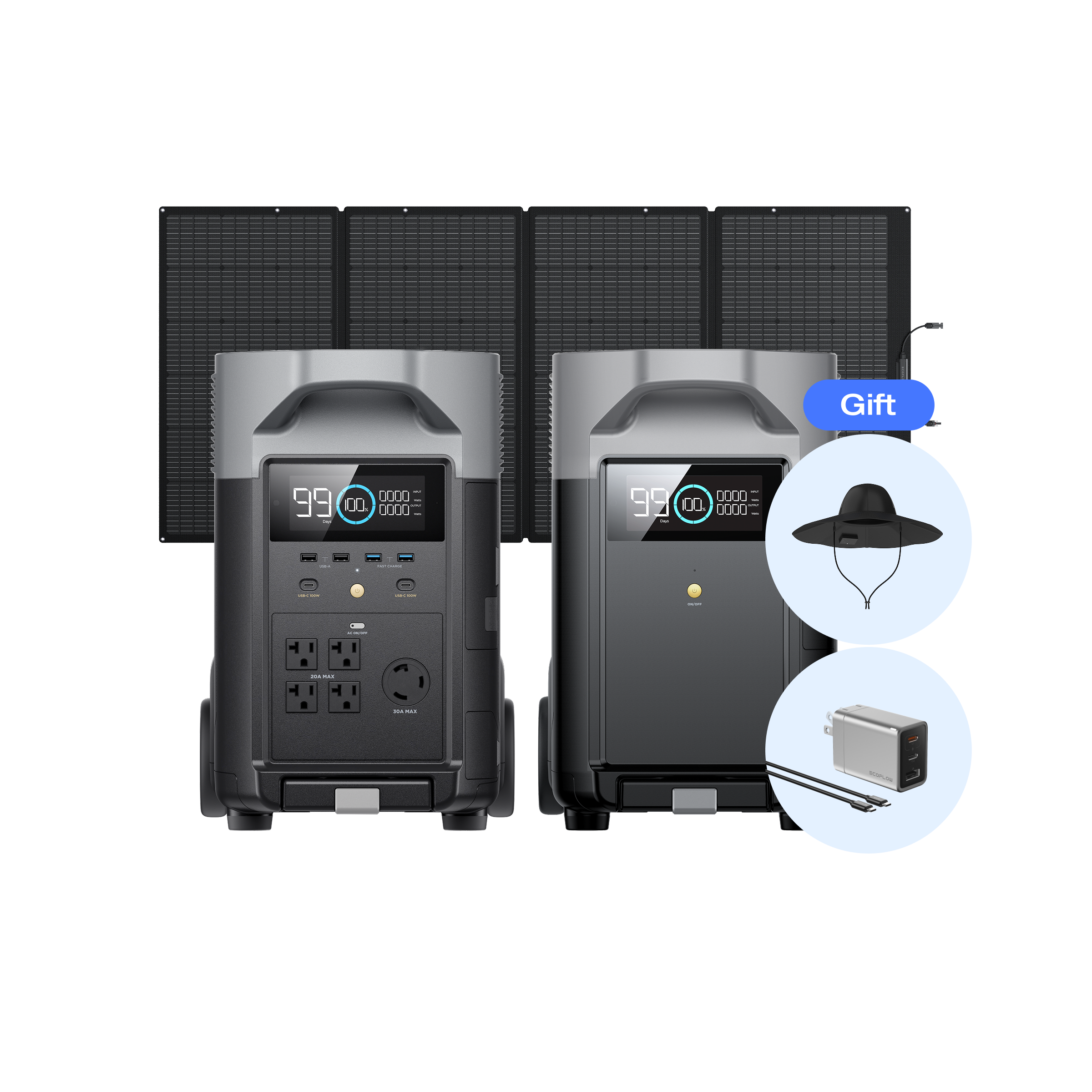 DELTA Pro + DELTA Pro専用エクストラバッテリー + 400Wソーラーパネル