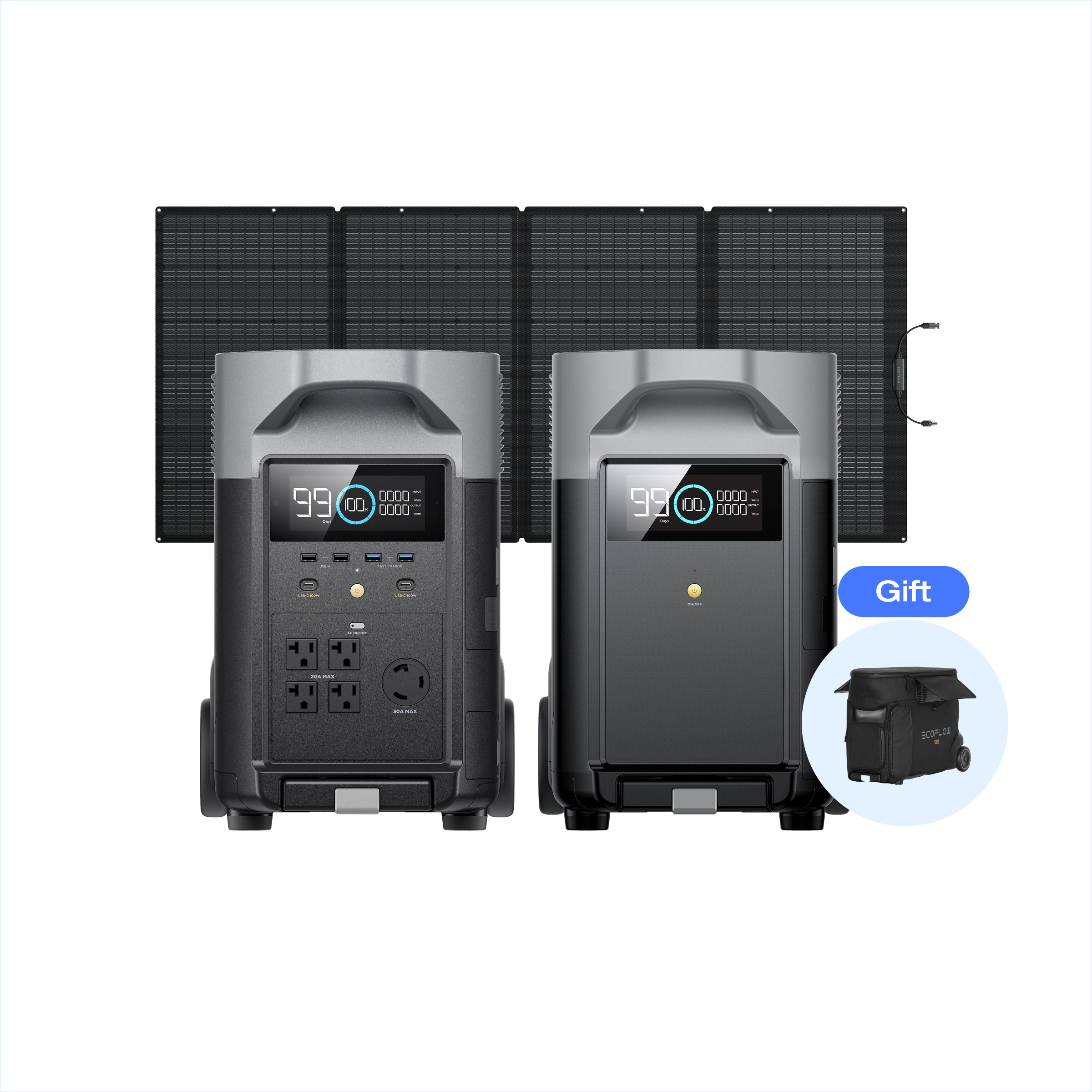DELTA Pro + DELTA Pro専用エクストラバッテリー + 400Wソーラーパネル
