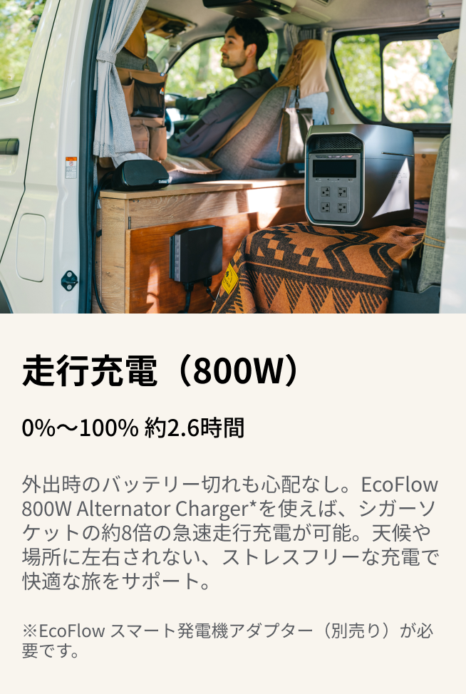 4つの充電方式で、バッテリー切れの心配なし