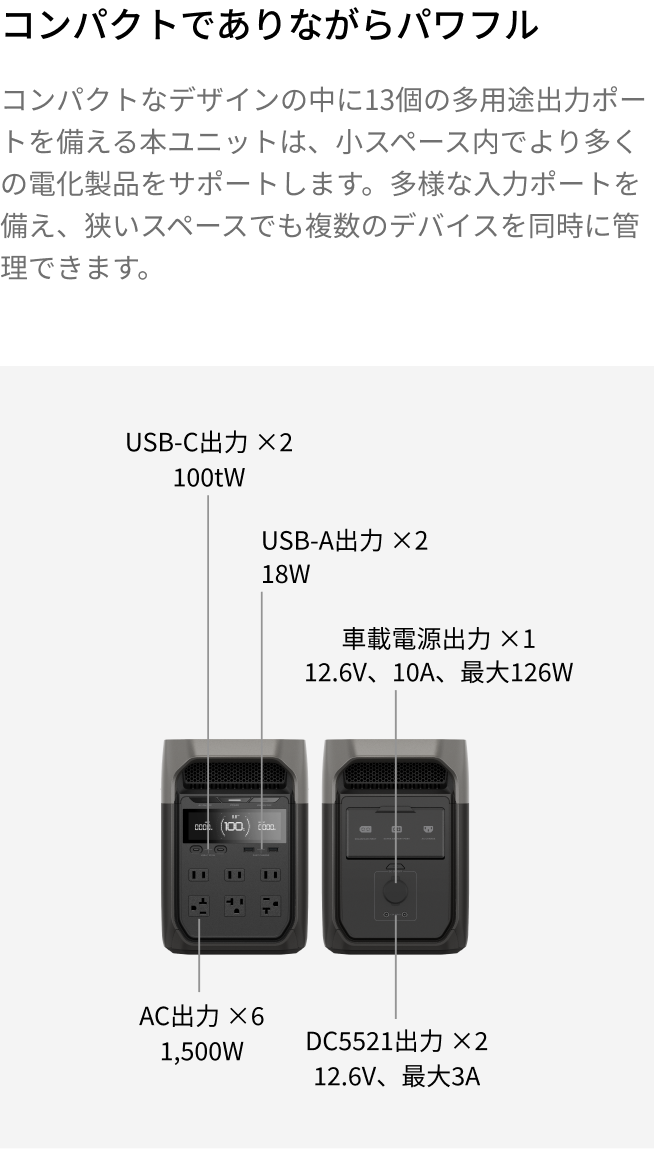 コンパクト設計で軽量