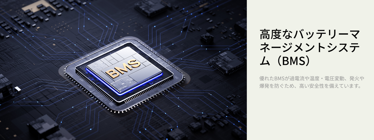 10年間使用できる次世代LFPバッテリー &amp;<br>充実の安全機能・保護機能