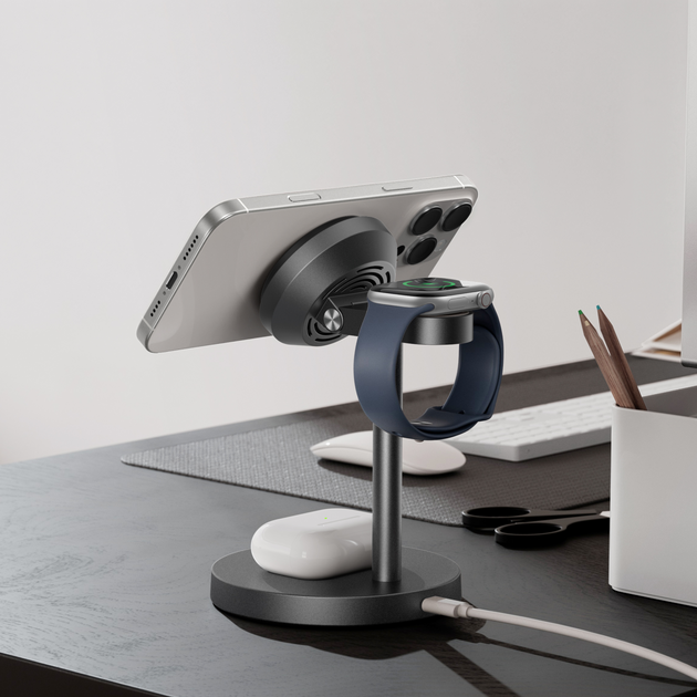 Qi2 EcoFlow RAPID Mag 3-in-1 ワイヤレス充電ステーション（スタンド型）