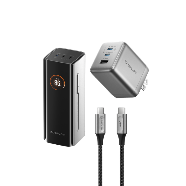 RAPID Pro Power Bank（20,000mAh, 230W, 100W USB-Cケーブル内蔵）+ 100W GaN急速充電器 + 240W USB Type-C to Cケーブル